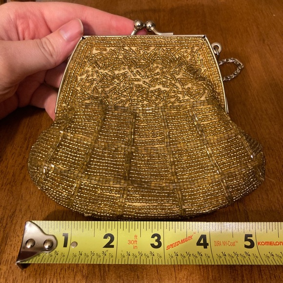 NWOT Bijoux Terner Gold Beaded Clutch Party Bag - Picture 7 of 8